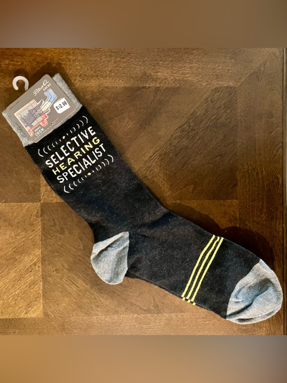 New! Blue Q Men's Crew Socks “Selective Hearing Specialist”